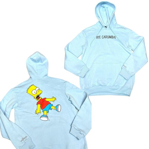 The Simpsons Mens M Bart Hoodie Aye Carumba! Homer Novelty Print Bright Colorful - Picture 1 of 11